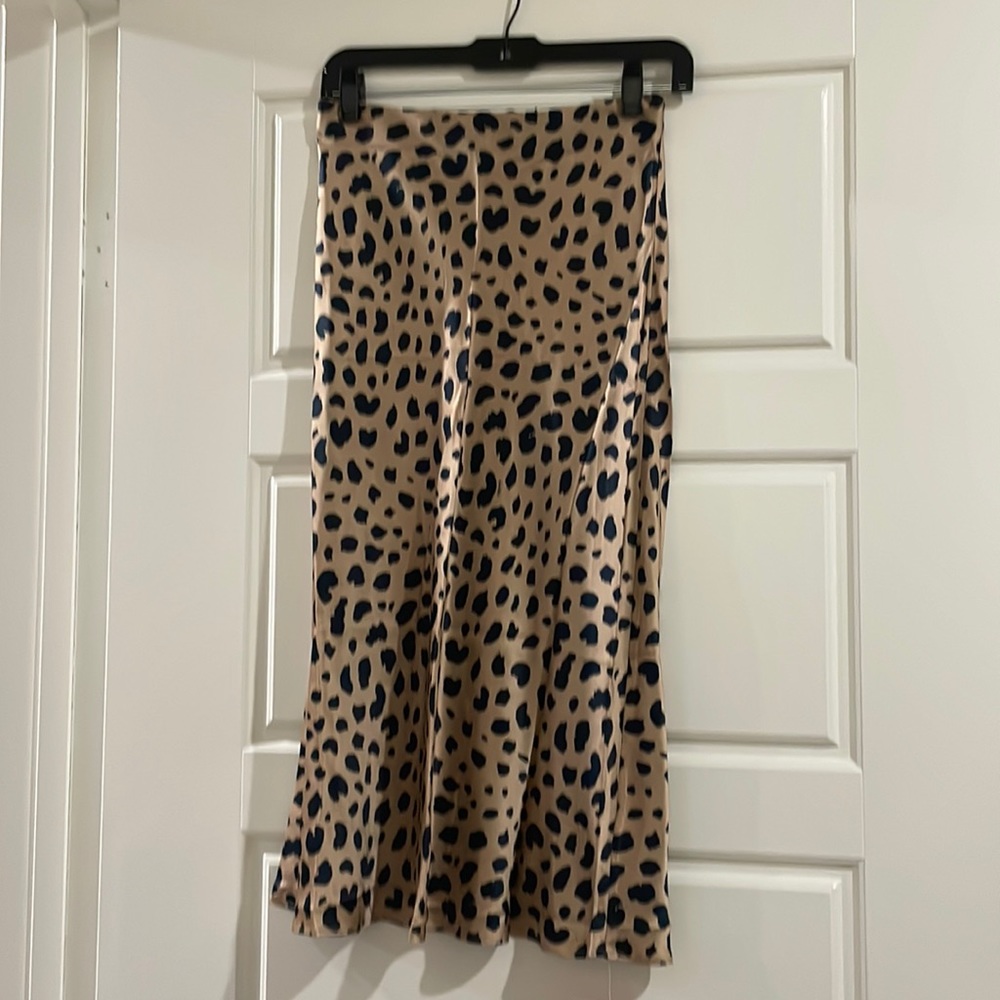 Realisation Par leopard silk midi skirt